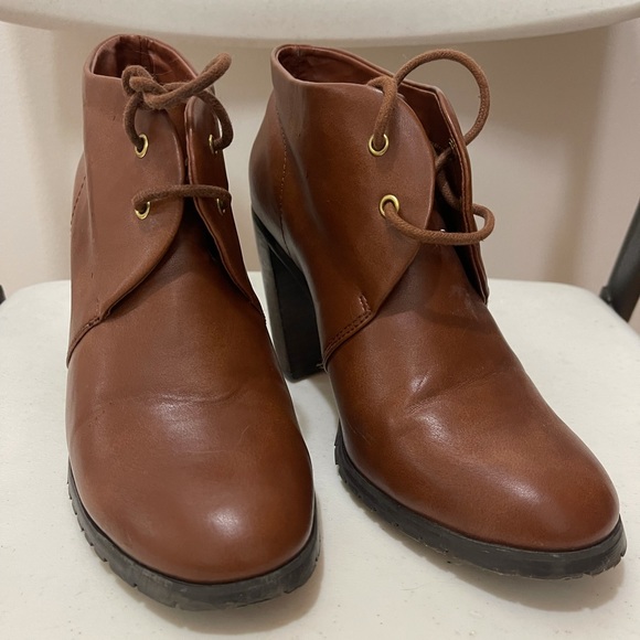 Expression Valhala Black Heeled Lace up Bootie Tan Size 8 - Picture 2 of 5